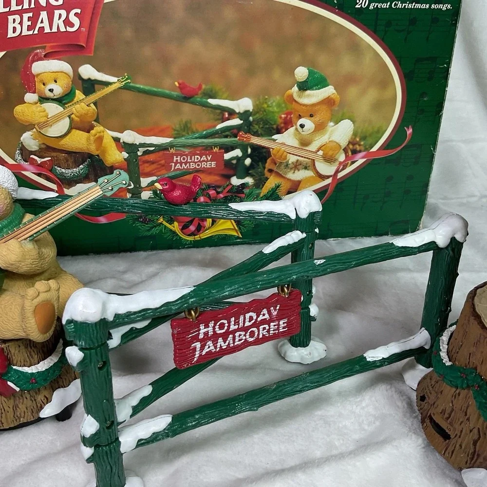 Mr. Christmas Dueling Banjo Bears Animated Musical 20 Songs 1997 Works W/ Box